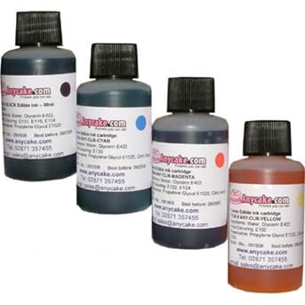 4 דיו אכיל להדפסת תמונות על דף סוכר לעוגות 120מ"ל מכל צבע