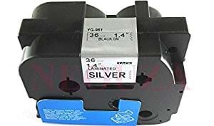 סרט למדפסת מדבקות BROTHER TZ-961 שחור על כסף 36 מ"מ