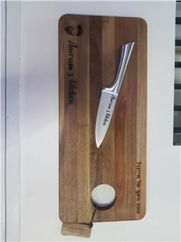לוח קרש חיתוך בוצ'ר סכין שף עם חריטה אישית